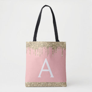 Bolsa Tote Monograma Elegante Dourado brilhante
