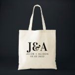 Bolsa Tote monograma elegante favor de casamento festa noiva<br><div class="desc">Projetado pela Arty Apple Limited</div>