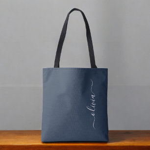Bolsa Tote Monograma Elegante Minimalista Moderno e Azul mari