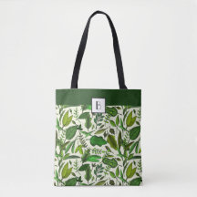 Monograma Elegante Padrão de Folhas Botânicas Verd