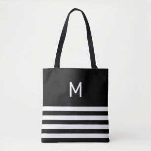 Bolsa Tote Monograma em branco e preto