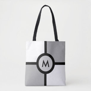 Bolsa Tote Monograma em Cinzas Abstrato preto e branco