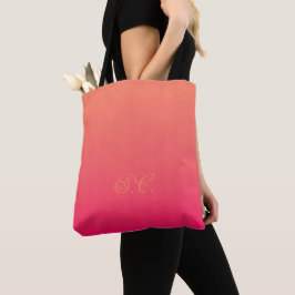 Bolsa Tote Monograma Em Pêssego Com Cor De Rosa