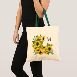 Bolsa Tote Monograma Eucalyptus Buquê de girassol