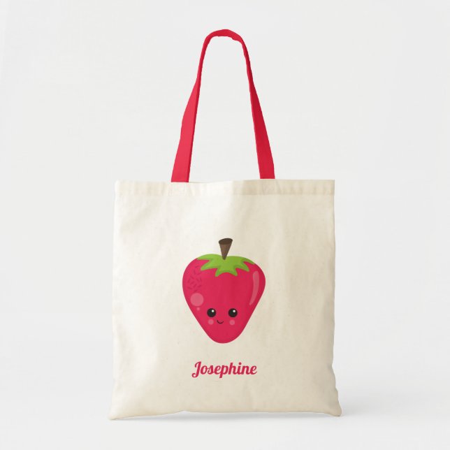 Bolsa Tote Monograma Feliz de Morango (Frente)