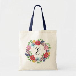 Bolsa Tote Monograma feminino de Boho das hortaliças florais