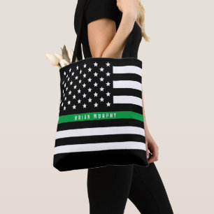 Bolsa Tote Monograma fino militar da bandeira americana da