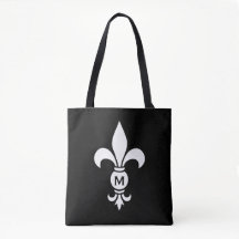 Monograma Fleur De Lis Moderno, preto e branco sim