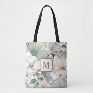 Bolsa Tote Monograma Floral Aquarela Personalizada