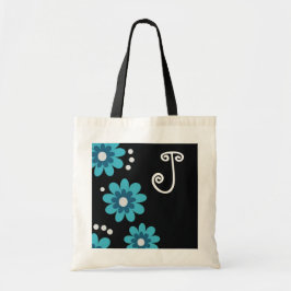Bolsa Tote Monograma floral azul e preto