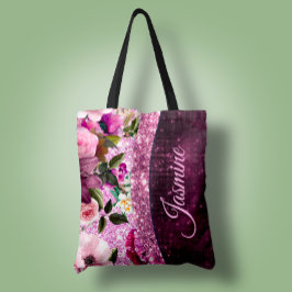 Bolsa Tote Monograma floral bicolor cor-de-rosa púrpura