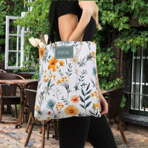 Monograma Floral Cinza Boêmio, Sage e Dourado