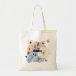 Bolsa Tote Monograma floral de cor aquosa minimalista persona