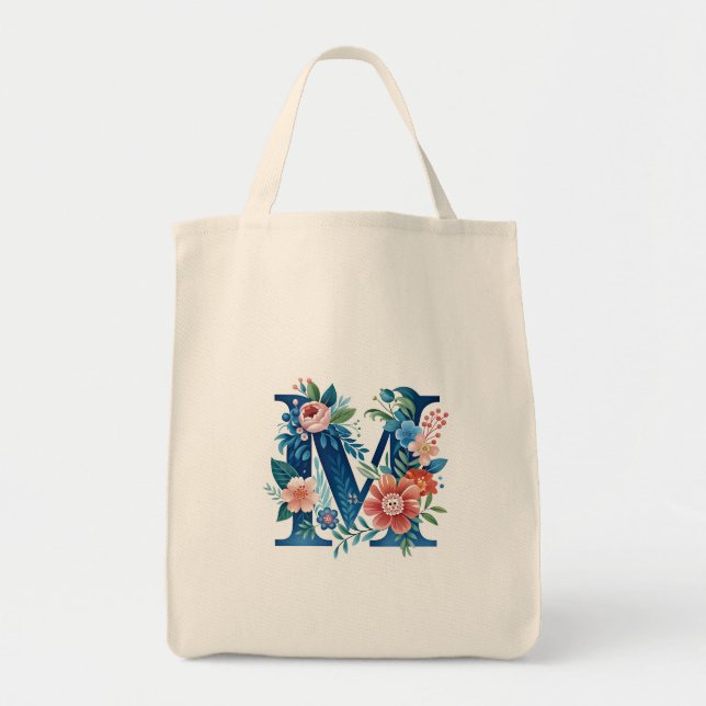 Bolsa Tote Monograma floral decorativo M (Frente)
