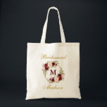 Bolsa Tote Monograma Floral Dourado Burgundy Bridesmaid<br><div class="desc">Watercolor Burgundy Monograma Floral Dourado Monograma Bridesmaid Tote Bag</div>