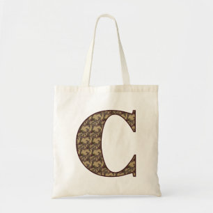 Bolsa Tote Monograma Floral Elegante C Inicial