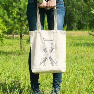 Bolsa Tote Monograma Floral Elegante X Nome Personalizado