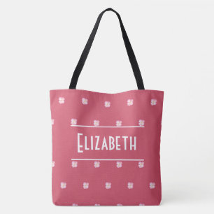 Bolsa Tote Monograma Floral Fofo Rosa Quente Moda