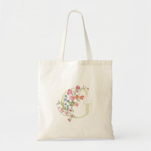 Bolsa Tote monograma floral G casamento primavera Chá de Noiv