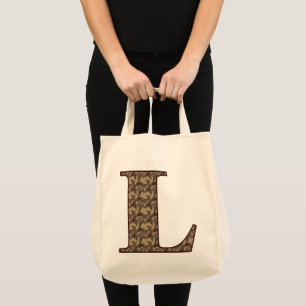 Bolsa Tote Monograma Floral Inicial L Elegante