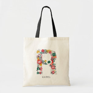 Bolsa Tote Monograma floral lunático da letra da letra R  
