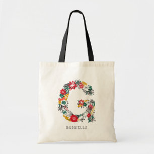 Bolsa Tote Monograma floral lunático da letra de G da letr