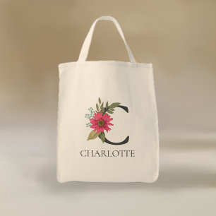 Bolsa Tote Monograma Floral Moderno Personalizável