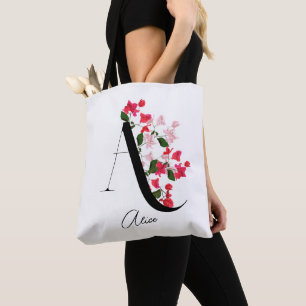 Bolsa Tote Monograma Floral Name Tob Bag - Letra A