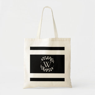 Bolsa Tote Monograma Floral Negro e Branco