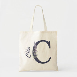Bolsa Tote Monograma Floral Personalizado de Lavanda C