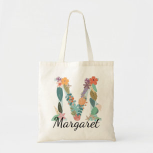 Bolsa Tote Monograma Floral Personalizado Nome Botânico