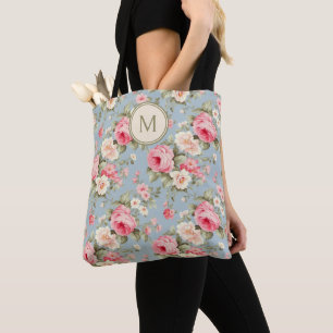 Bolsa Tote Monograma Floral Rosa chique