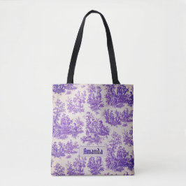 Bolsa Tote Monograma floral roxo de jouy