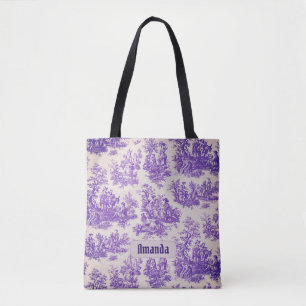 Bolsa Tote Monograma floral roxo de jouy