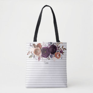 Bolsa Tote Monograma Floral Roxo e Borgonha