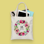 Bolsa Tote Monograma Floral Russo Elegante Bridesmaid Tote Ba<br><div class="desc">Girly-Girl-Graphics: Elegante Rustic Floral Monograma Bridesmaid Tote Bag (Designs da frente e do verso) - Tendência elegante e elegantemente colorida, rosa púrpura, verde-campo e excepcionalmente rústicas flores aquáticas eram design para personalizar com seu nome e uma simples, mas clássica, moderna letra inicial de texto de tipografia faz um belo e...</div>