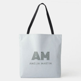 Bolsa Tote Monograma Geométrico Verde Sage Minimalista Person