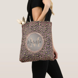 Bolsa Tote Monograma Glitografia Leopardo Chic