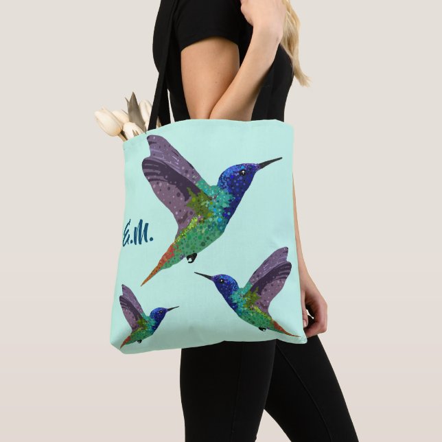 Bolsa Tote Monograma Hummingbird Dot Art (Close Up)