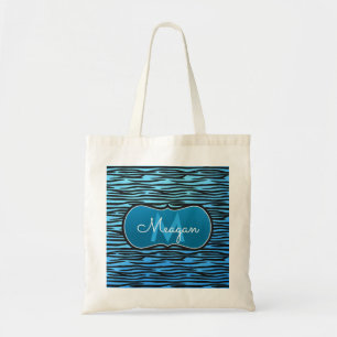 Bolsa Tote Monograma Impressão de Tigre Azul