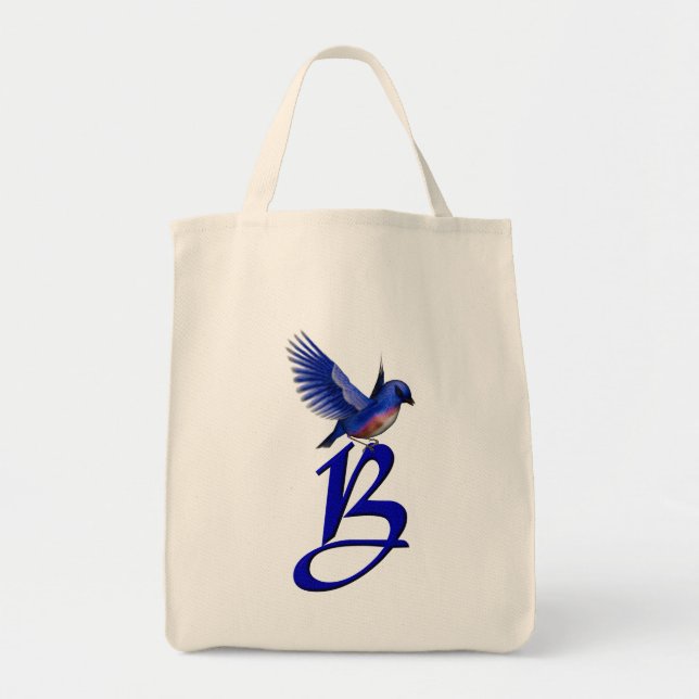 Bolsa Tote Monograma inicial B do Bluebird (Frente)