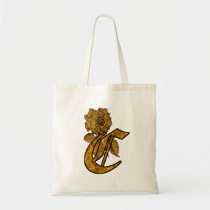 Bolsa Tote Monograma inicial C Dourado Peony Token Bag