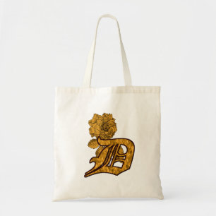 Bolsa Tote Monograma inicial D Dourado Peony Token Bag