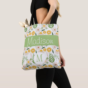 Bolsa Tote Monograma Inicial da Girina Verde Amarela