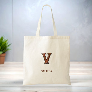 Bolsa Tote Monograma Inicial de Couro Western Tooled V