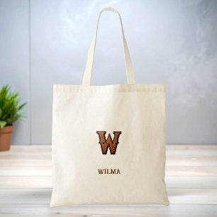 Bolsa Tote Monograma Inicial de Couro Western Trabalhado W