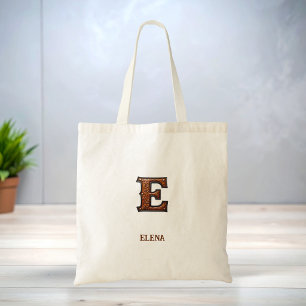 Bolsa Tote Monograma Inicial em Couro Western Tooled E