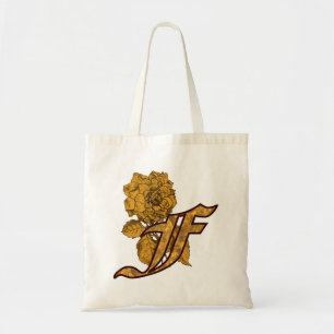 Bolsa Tote Monograma Inicial F Dourado Peony Token Bag