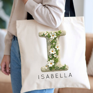 Bolsa Tote Monograma Inicial Floral Personalizado Dia das Mãe