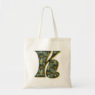 Bolsa Tote Monograma inicial K Black Daisies Tote Bag